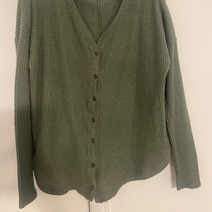 TARGET | Dark green waffle knit shirt